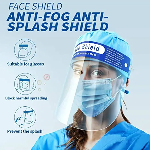 10 PCS Face Shield with Elastic Band and Transparent Visor Breathable and Reusable to Protect Eyes, Mouth, and Face for Adults