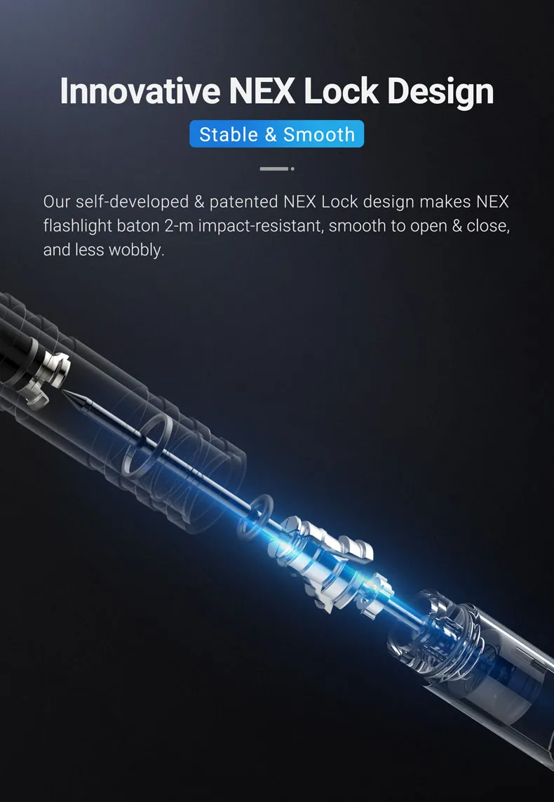 15 Inch Police Baton with LED Flashlight Baton Defense Light Baton