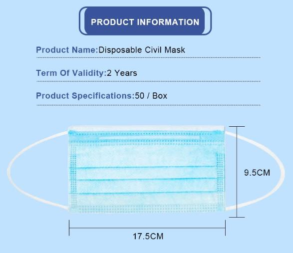 3-Ply Face Mask Dust Non Woven Mask