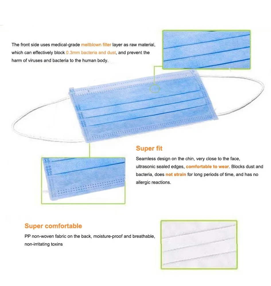 Antivirus Dust Mask Disposable Masks Virus Non-Wove 3 Layer Ply Filter Mouth Face Mask Dust N95 Meltblown Masks