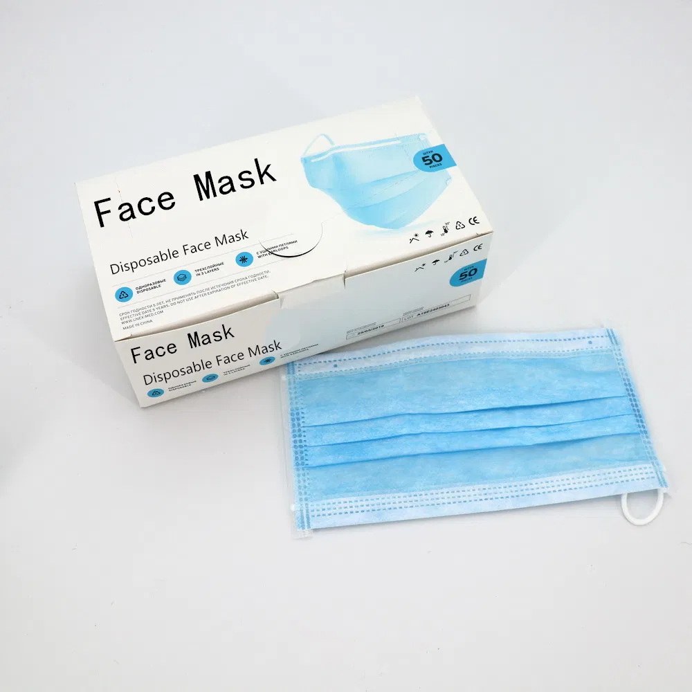Disposable Dust Mask Blue 3 Ply Non Woven Anti Flu Virus Earloop Dental Face Mask Face Mask