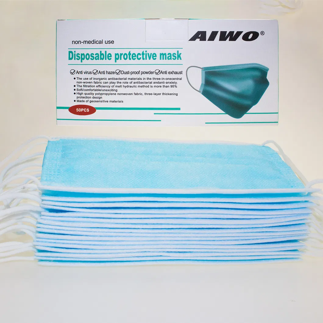 Disposable Mask 3 Layers Filter Respirator Anti-Dust Mouth-Muffle Bacteria Proof Flu Earloop Face Mouth Mask in Stock