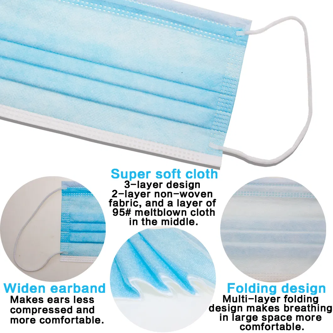 Disposable Mask 3 Layers Filter Respirator Anti-Dust Mouth-Muffle Bacteria Proof Flu Earloop Face Mouth Mask in Stock