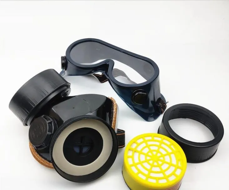 Double-Can Activated Carbon Gas Mask with Eye Mask