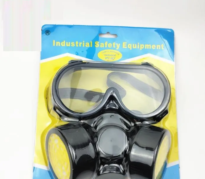 Double-Can Activated Carbon Gas Mask with Eye Mask