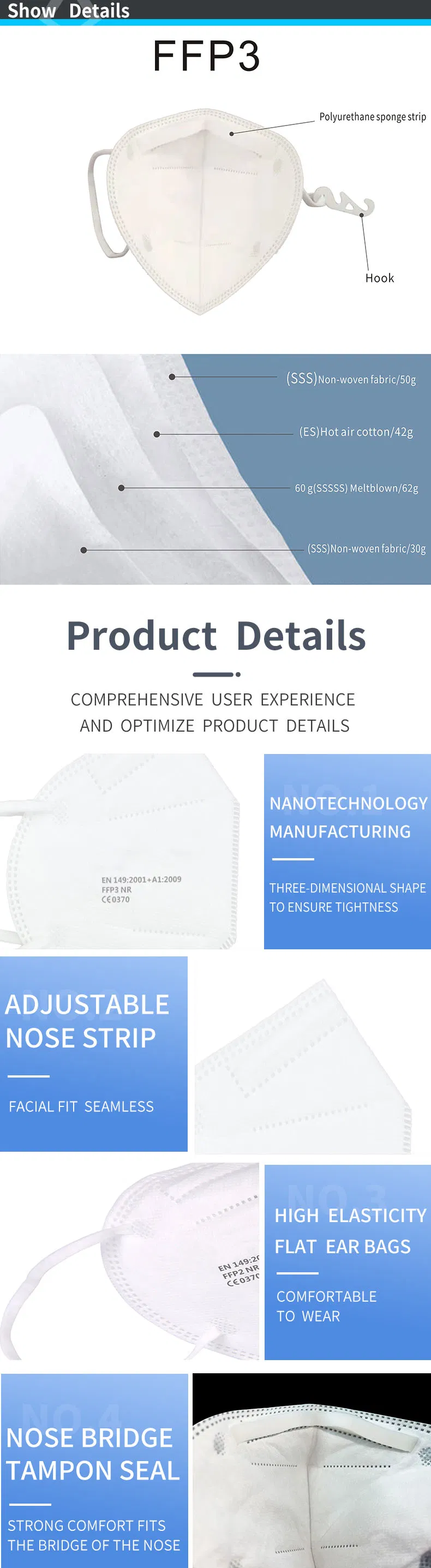 Ear Loop Flat-Fold Disposable Face Mask Half Mask for Adult by Kinpack