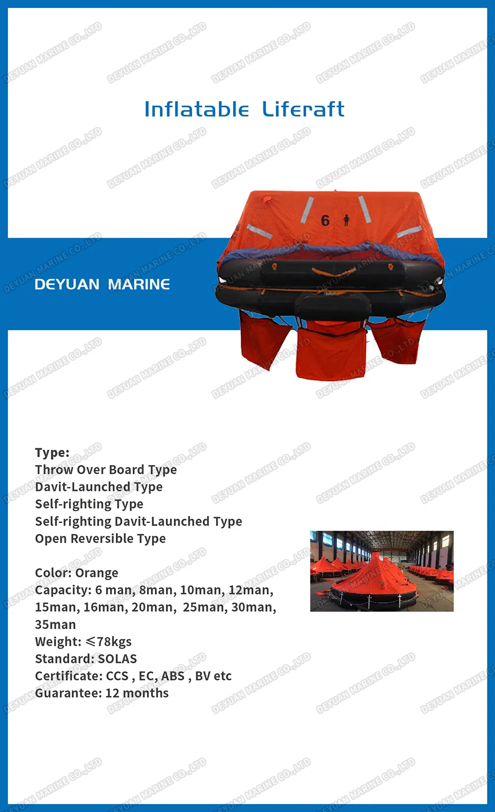 Ec Approval 8 Man Throw-Overboard Inflatable Life Raft
