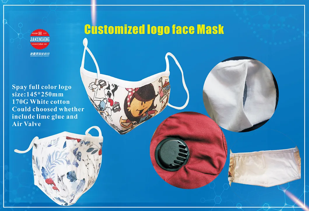 Elasticity Reusable Cotton Fabric Cloth Face Masks Customlogo Printed Masks