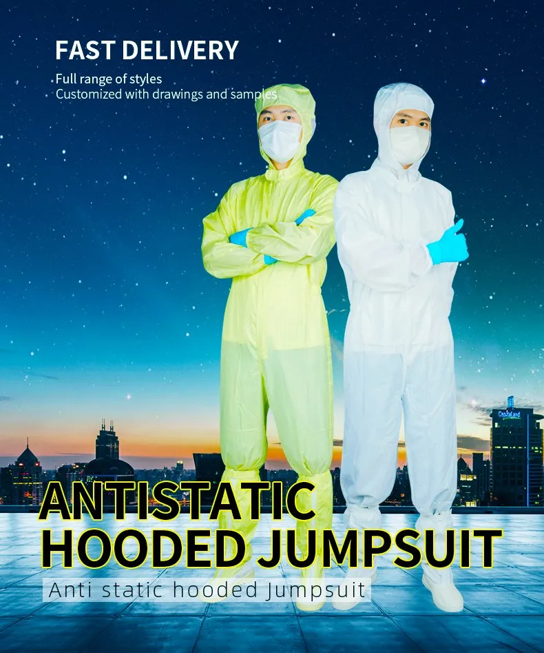 ESD Reusable Cleanroom Antistatic Overalls Suit Smock for Electronic Workshop