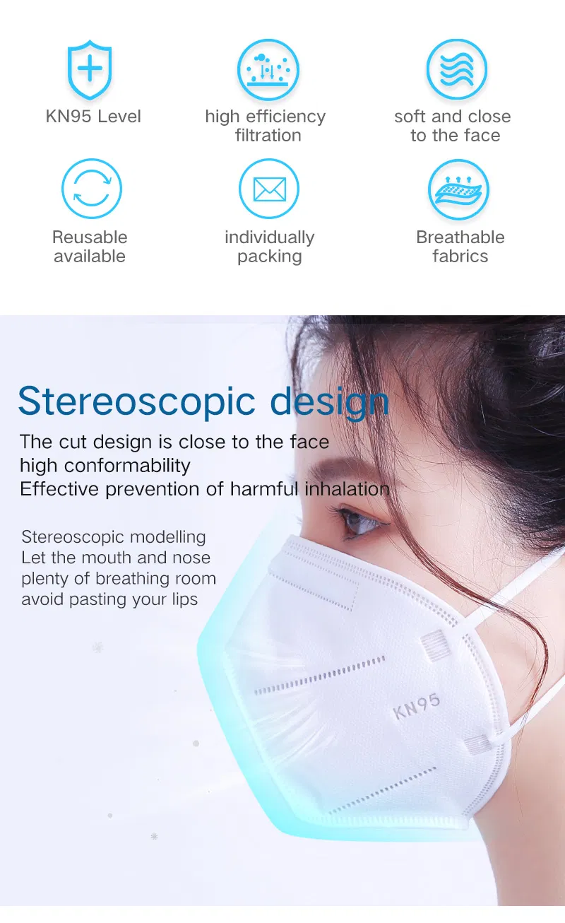 Excellent Breathe Freely Chinese Supplier High Quality Anti Pollution Carbon Filter Face Mask GB2626 Kn95 Certificate