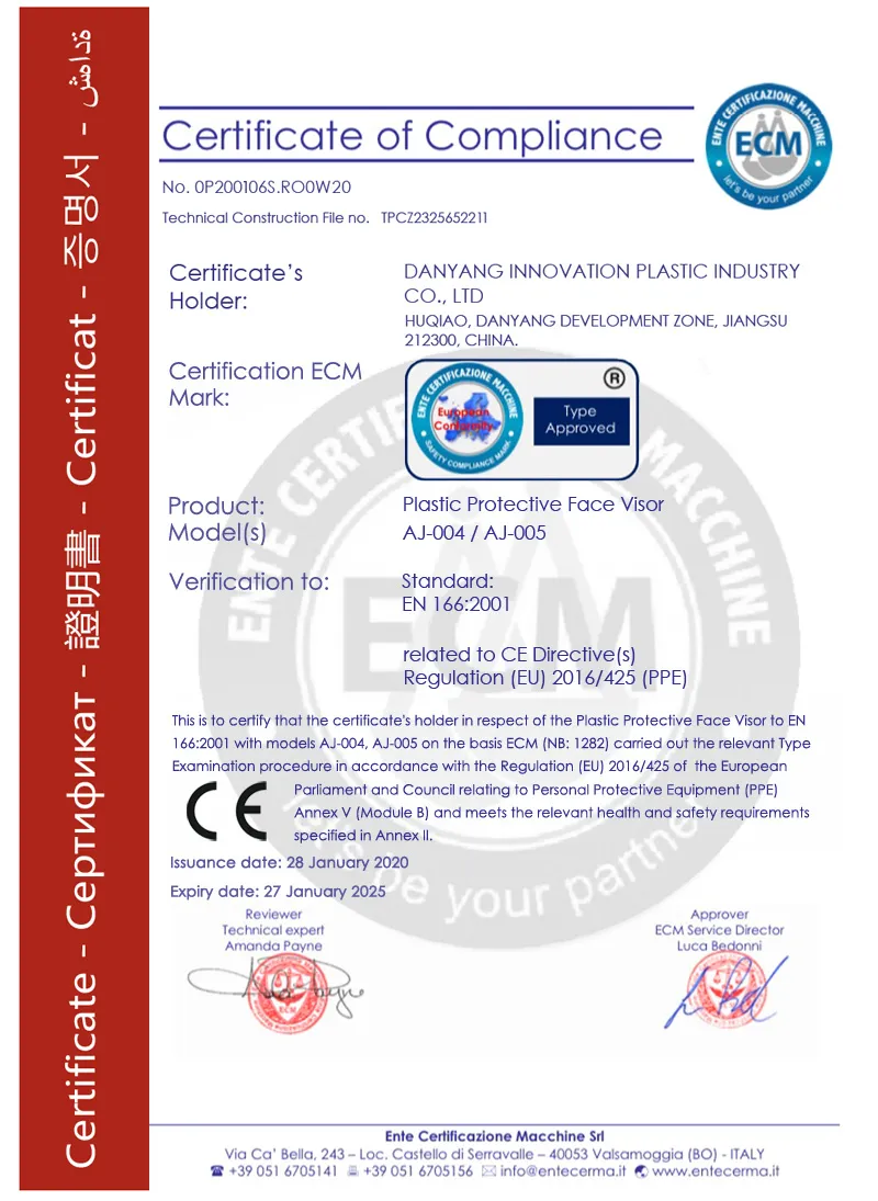Factory Direct Pricing En166 Certificated Hard Protective Face Shield