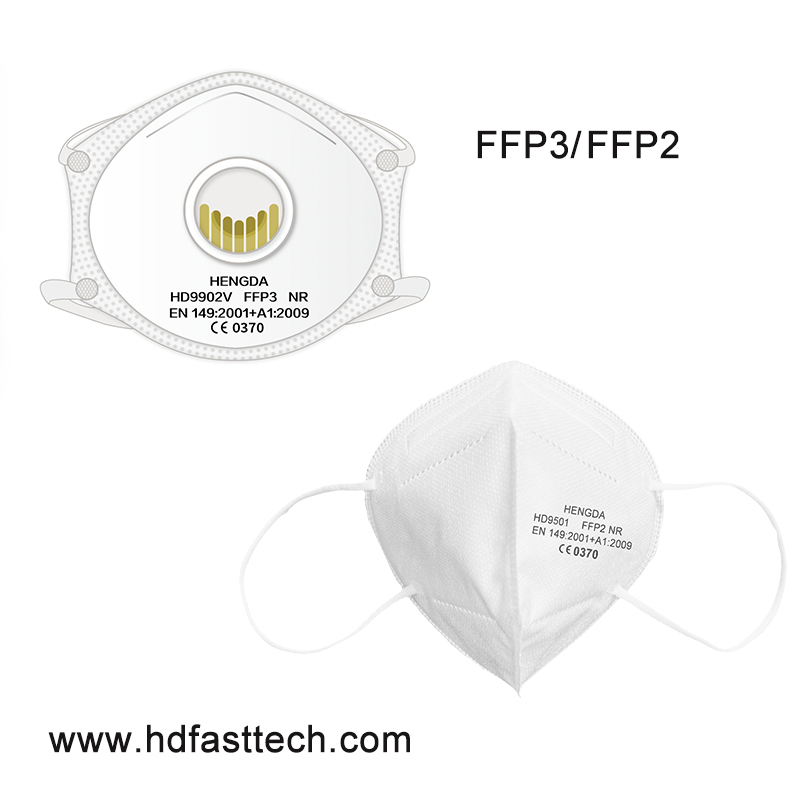 FFP3 Face Mask with Filter Flat Fold Mask with Valve and Head Loop CE En 149