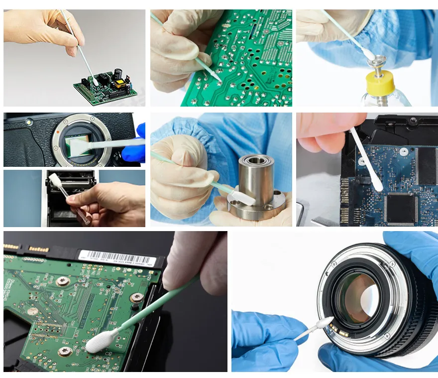 Free Sample Lint Free Disposable Rectangle Head Cleanroom Polyester Swab