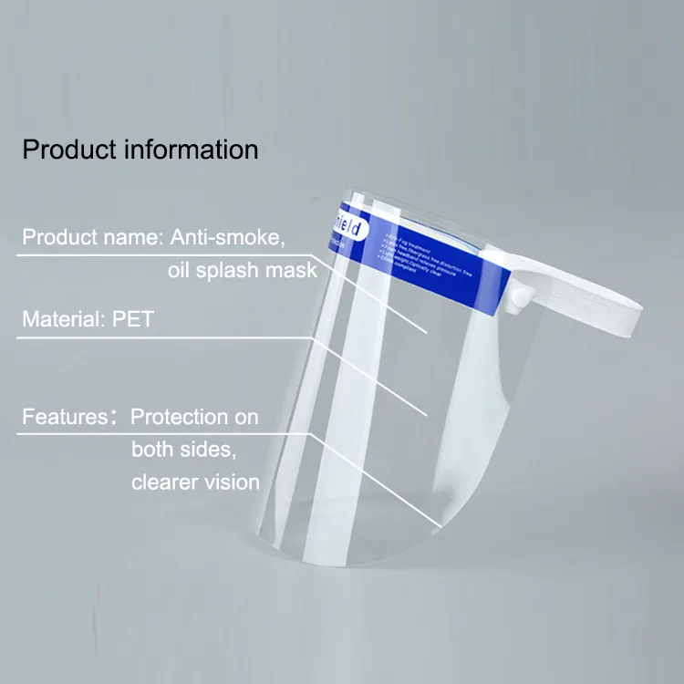 Full-Cover Anti-Droplets Protection Face Shield 0.26mm Pet Disposable Plastic