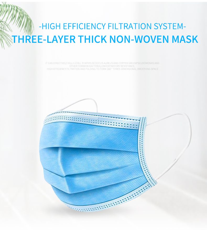 High Quality Outdoor Protective Disposable Non Woven 3ply Face Mask