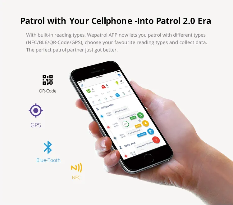 Jwm Guard Patrol APP That Supports NFC Blue Tooth GPS and Qr Code