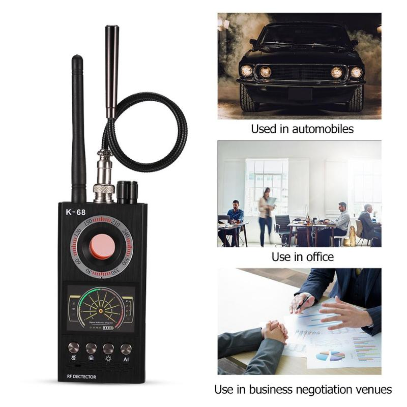 K68 Wireless Signal Detector RF Bug Finder Anti Candid Camera GPS Tracker Pin Hole Camera Detector Hotel Room Spy Bug Detector