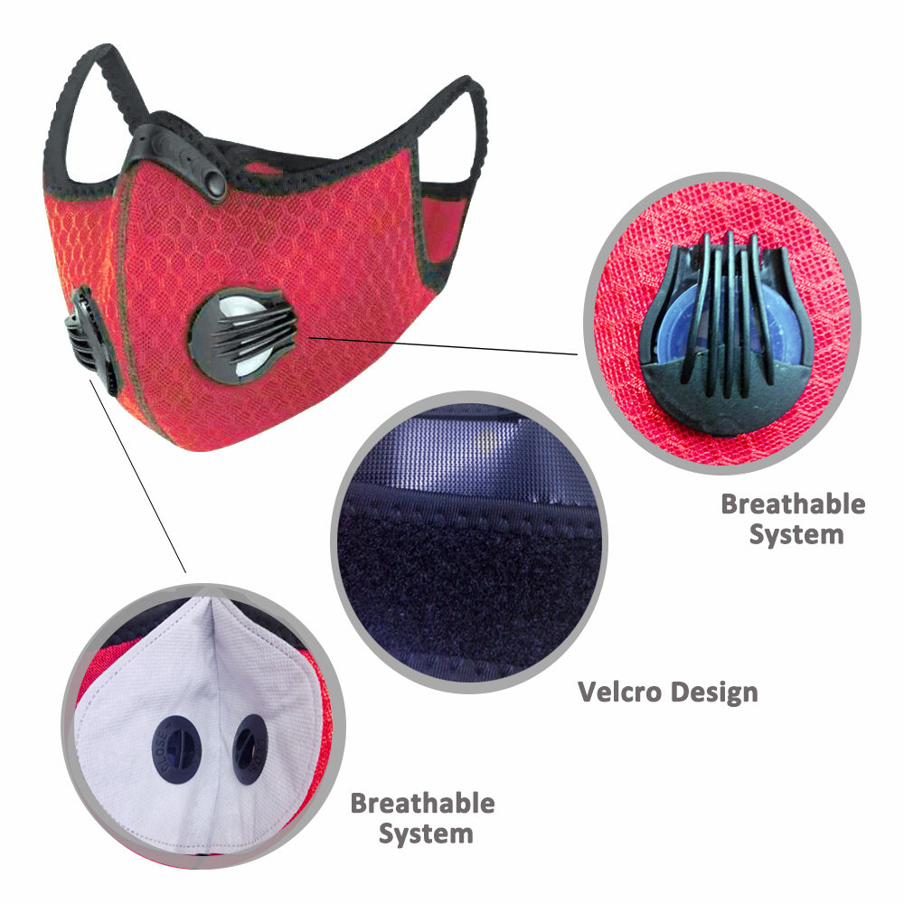 Manufacturer Custom Premium Breathable Fashion Unisex Anti Smog Anti-Dust Cycling Fabric Bike Sport Facemask with Air Filter