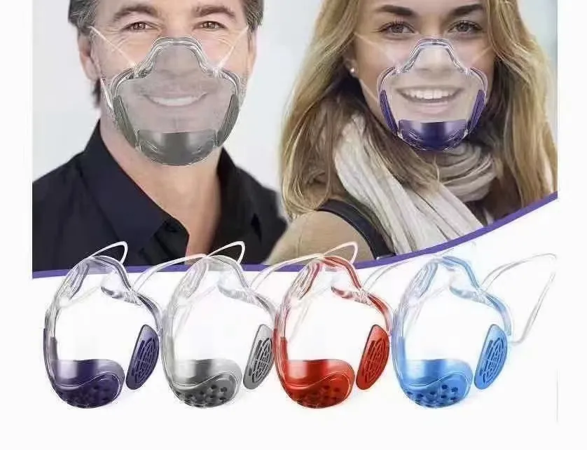 PC Mask with Silicone Earloops Transparent Facemask for Deaf Fits Closely Edge