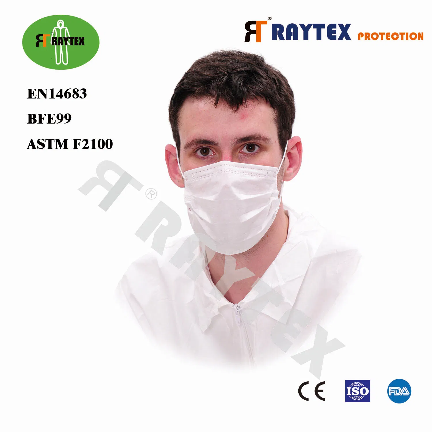 Personal Protection En14683 Bfe99 Earloop Elastic Protective PP 3 Ply Face Mask