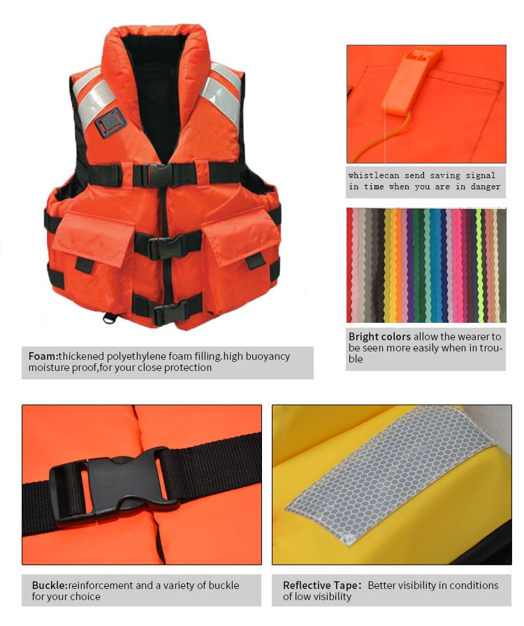 Professional Wholesale Adult Rescue Work Marine Fishing Life Saving Vest Oxford EPE Foam Pfd Solas Approved Reflective Tape Life Jacket