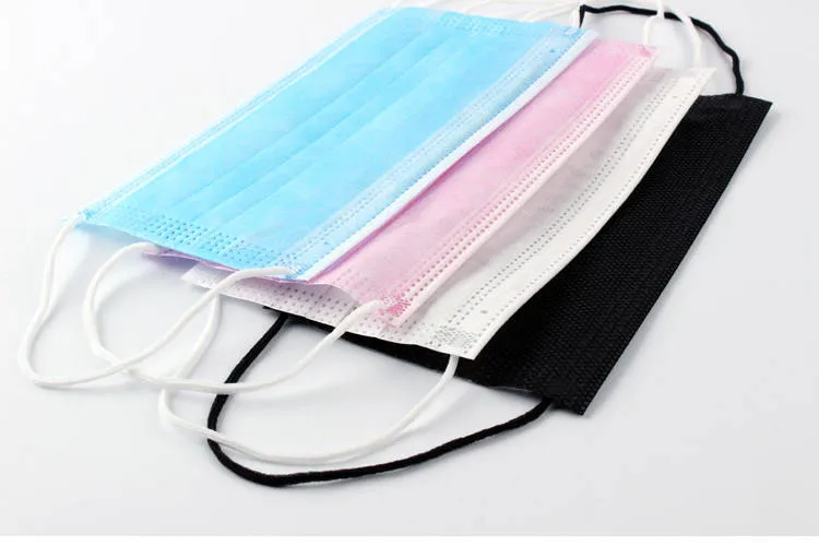 White List Disposable Face Mask with Shield Protection Shield Plastic Masker Sekali Pakai