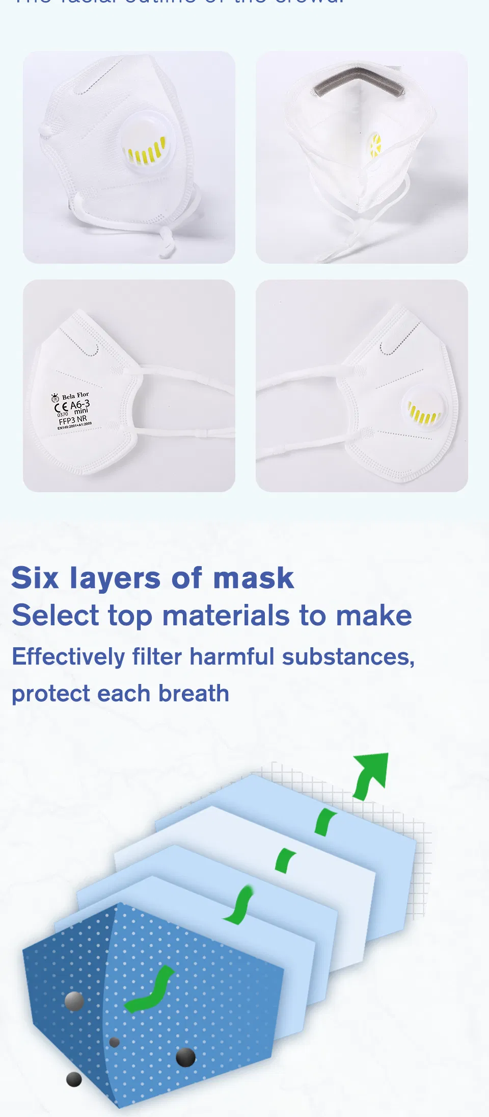 White List Manufacturer FFP3 3V Respiratory Mask Disposable Protective Butterfly Face Mask for Kids CE Aged 4-12